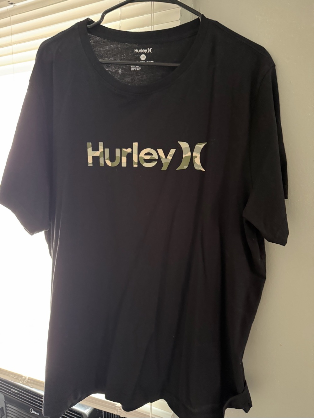 Hurley Black Short-Sleeve Tee with Camo Logo